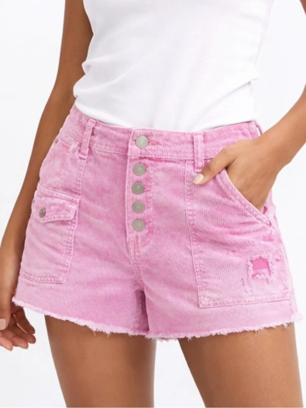 Pilcro Anthropologie Pink Corduroy Wanderer Shorts – Size 27 - Picture 2 of 8